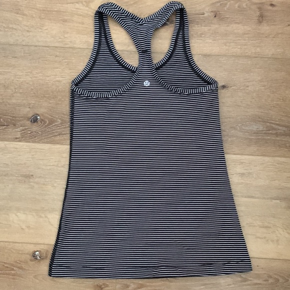 Lululemon White and Black Striped Racerback Tank - Picture 2 of 3